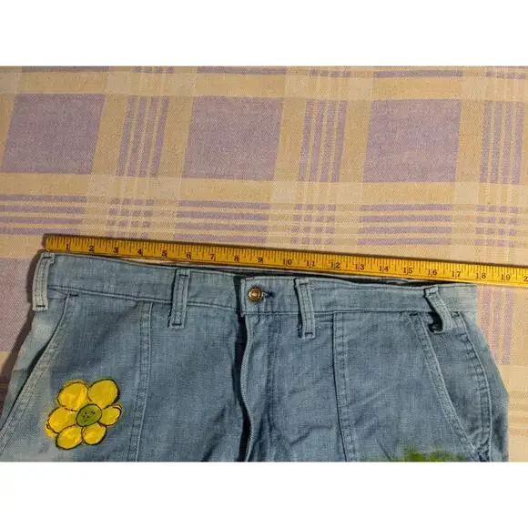 Vintage 70s Levis Flare Bell Bottom Jeans Pants White Tab Painted 36x30 Grateful